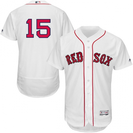 Men's Majestic Boston Red Sox 15 Dustin Pedroia White Home Flex Base Authentic Collection MLB Jersey