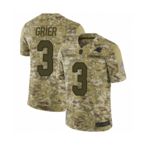 Men's Carolina Panthers 3 Will Grier Limited Camo 2018 Salute to Service Football Jersey