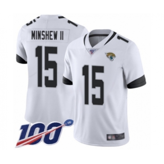 Men's Jacksonville Jaguars 15 Gardner Minshew II White Vapor Untouchable Limited Player 100th Season Football Jersey