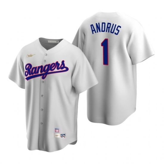 Men's Nike Texas Rangers 1 Elvis Andrus White Cooperstown Collection Home Stitched Baseball Jersey