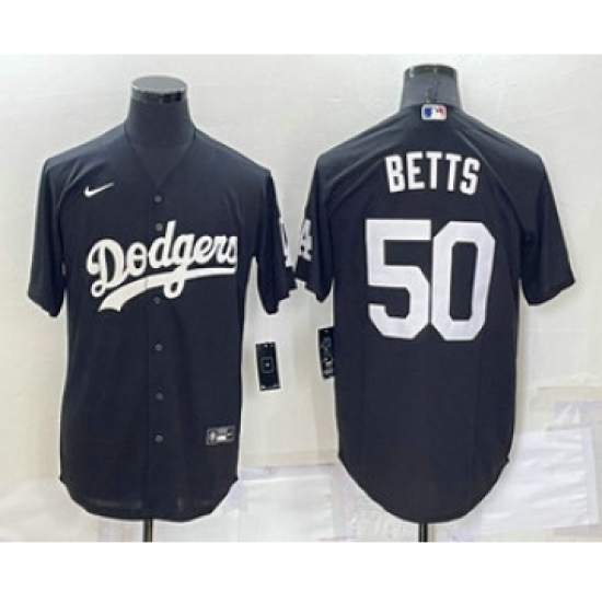 Men's Los Angeles Dodgers 50 Mookie Betts Black Turn Back The Clock Stitched Cool Base Jersey