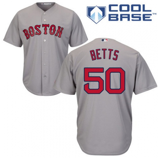 Youth Majestic Boston Red Sox 50 Mookie Betts Authentic Grey Road Cool Base MLB Jersey
