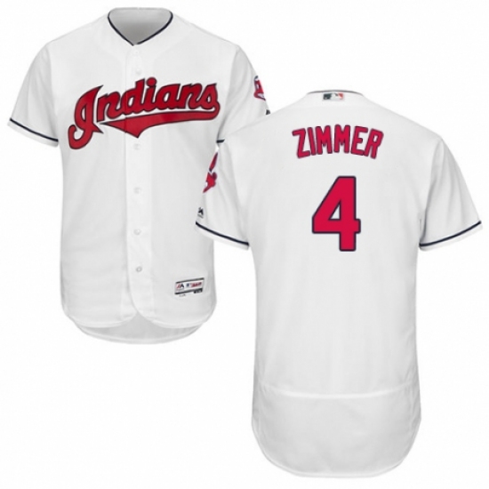 Men's Majestic Cleveland Indians 4 Bradley Zimmer White Home Flex Base Authentic Collection MLB Jersey