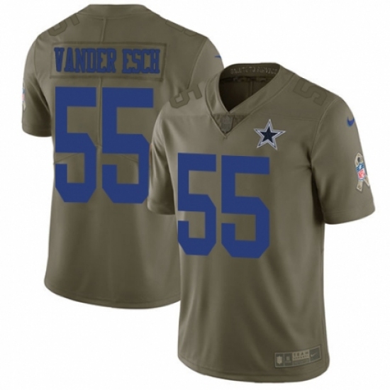 Men's Nike Dallas Cowboys 55 Leighton Vander Esch Limited Olive 2017 Salute to Service NFL Jersey