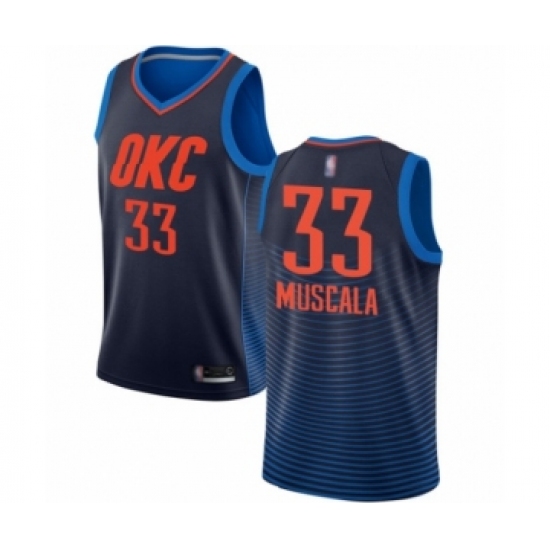 Men's Oklahoma City Thunder 33 Mike Muscala Authentic Navy Blue Basketball Jersey Statement Edition
