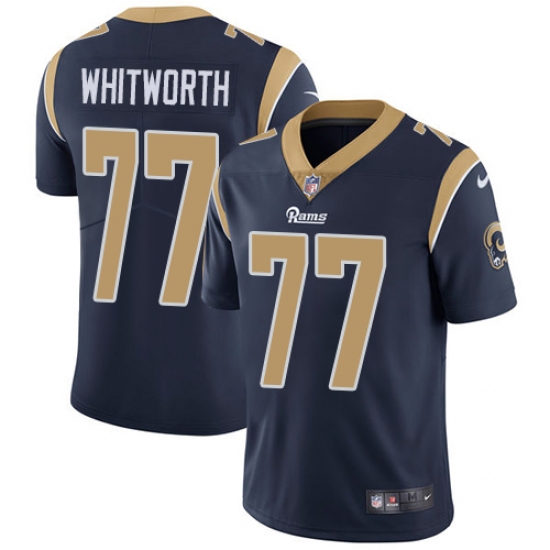 Men's Nike Los Angeles Rams 77 Andrew Whitworth Navy Blue Team Color Vapor Untouchable Limited Player NFL Jersey