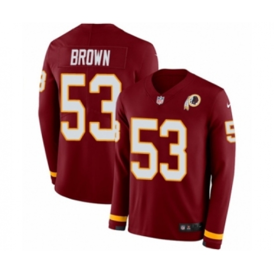 Youth Nike Washington Redskins 53 Zach Brown Limited Burgundy Therma Long Sleeve NFL Jersey