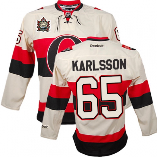 Men's Reebok Ottawa Senators 65 Erik Karlsson Authentic Cream 2014 Heritage Classic NHL Jersey
