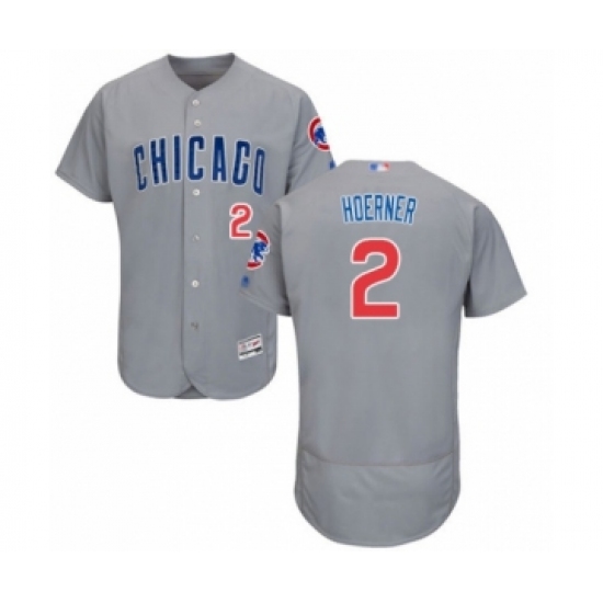 Men's Chicago Cubs 2 Nico Hoerner Grey Road Flex Base Authentic Collection Baseball Player Jersey