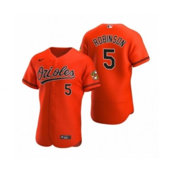 Men's Baltimore Orioles 5 Brooks Robinson Nike Orange Authentic 2020 Alternate Jersey