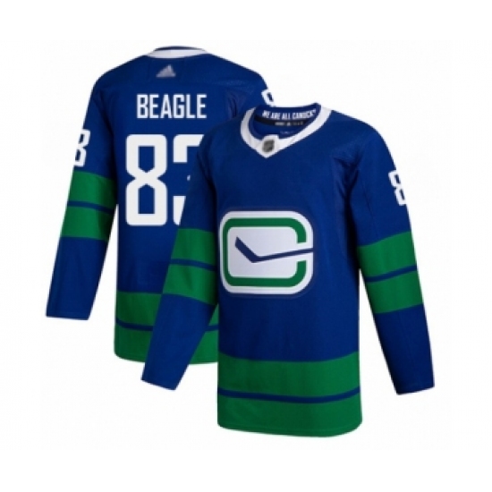 Men's Vancouver Canucks 83 Jay Beagle Authentic Royal Blue Alternate Hockey Jersey