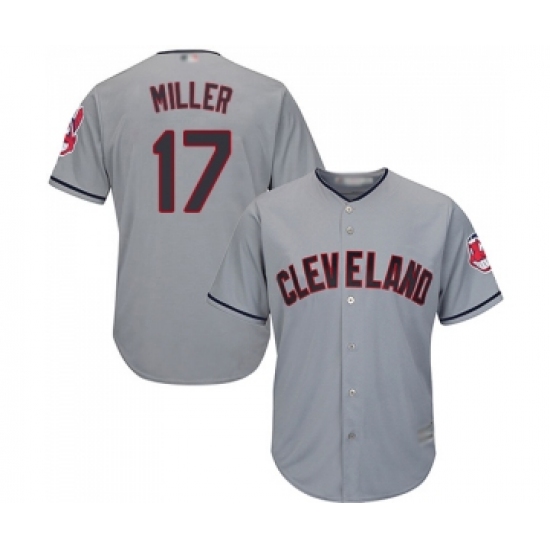 Men's Cleveland Indians 17 Brad Miller Replica Grey Road Cool Base Baseball Jersey