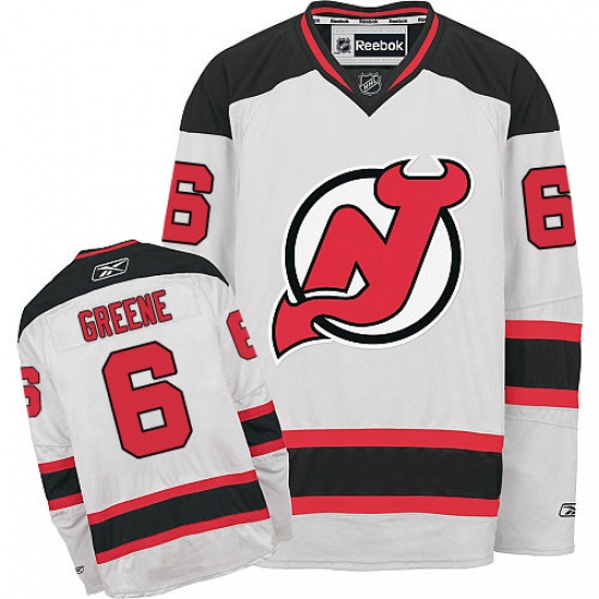 Men's Reebok New Jersey Devils 6 Andy Greene Authentic White Away NHL Jersey