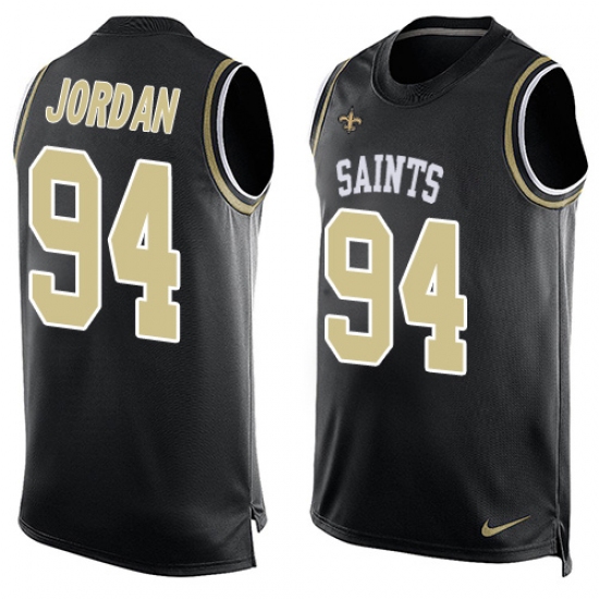 Men's Nike New Orleans Saints 94 Cameron Jordan Limited Black Player Name & Number Tank Top NFL Jersey