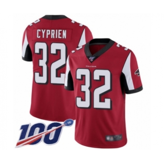 Youth Atlanta Falcons 32 Johnathan Cyprien Red Team Color Vapor Untouchable Limited Player 100th Season Football Jersey