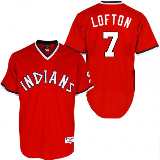 Men's Majestic Cleveland Indians 7 Kenny Lofton Authentic Red 1978 Turn Back The Clock MLB Jersey