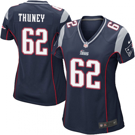 Women's Nike New England Patriots 62 Joe Thuney Game Navy Blue Team Color NFL Jersey