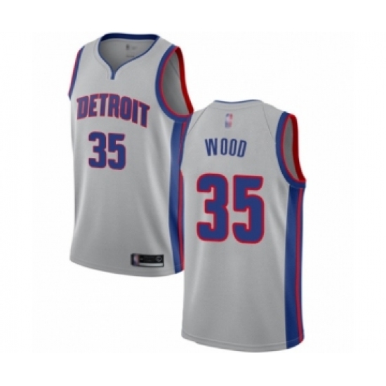 Men's Detroit Pistons 35 Christian Wood Authentic Silver Basketball Jersey Statement Edition