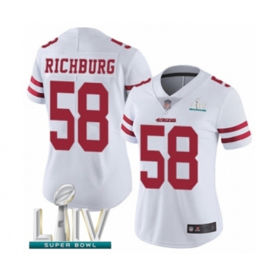 Women's San Francisco 49ers 58 Weston Richburg White Vapor Untouchable Limited Player Super Bowl LIV Bound Football Jersey
