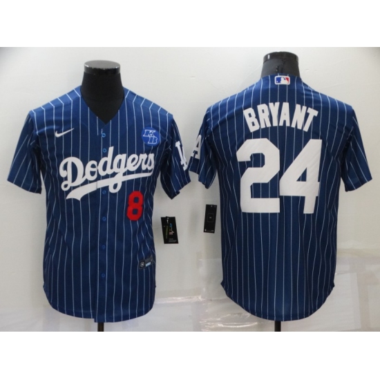 Men's Los Angeles Dodgers 24 Kobe Bryant Authentic Blue Stripes Realtree Collection Jersey
