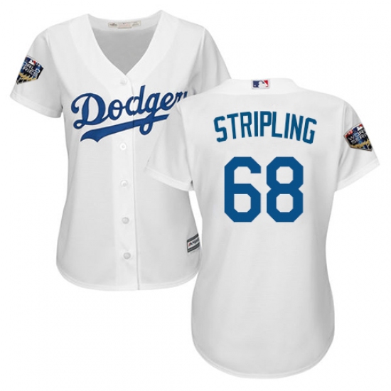 Women's Majestic Los Angeles Dodgers 68 Ross Stripling Authentic White Home Cool Base 2018 World Series MLB Jersey