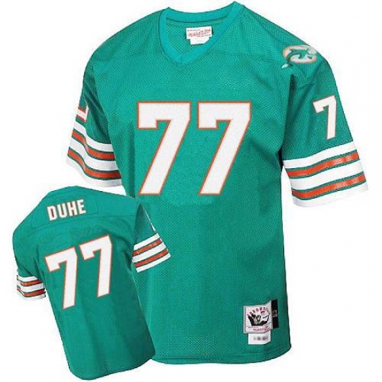 Mitchell and Ness Miami Dolphins 77 Adam Joseph Duhe Aqua Green Team Color Authentic Throwback NFL Jersey