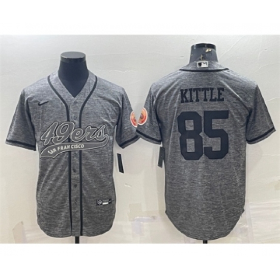 Men's San Francisco 49ers 85 George Kittle Gray With Patch Cool Base Stitched Baseball Jersey