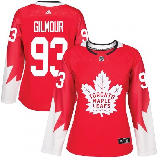 Women's Adidas Toronto Maple Leafs 93 Doug Gilmour Authentic Red Alternate NHL Jersey
