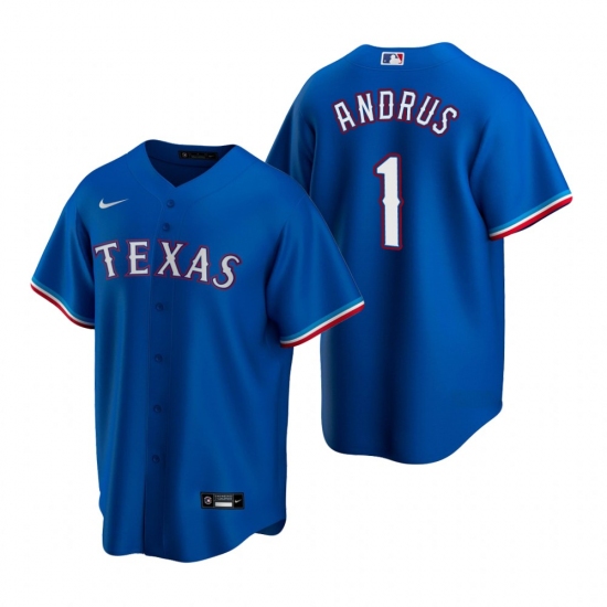 Men's Nike Texas Rangers 1 Elvis Andrus Royal Alternate Stitched Baseball Jersey