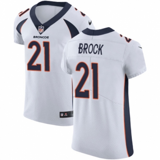 Men's Nike Denver Broncos 21 Tramaine Brock White Vapor Untouchable Elite Player NFL Jersey