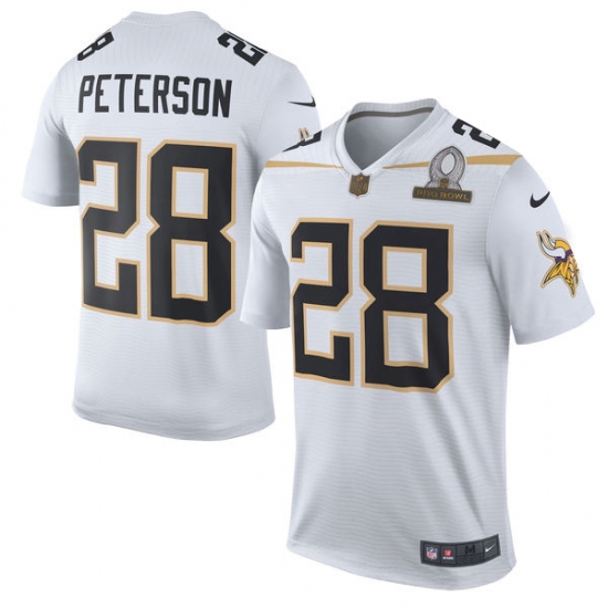 Men's Nike Minnesota Vikings 28 Adrian Peterson Elite White Team Rice 2016 Pro Bowl NFL Jersey