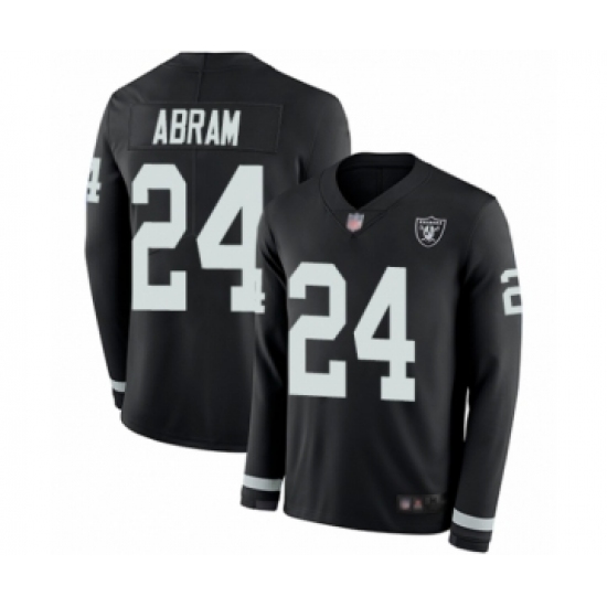 Youth Oakland Raiders 24 Johnathan Abram Limited Black Therma Long Sleeve Football Jersey