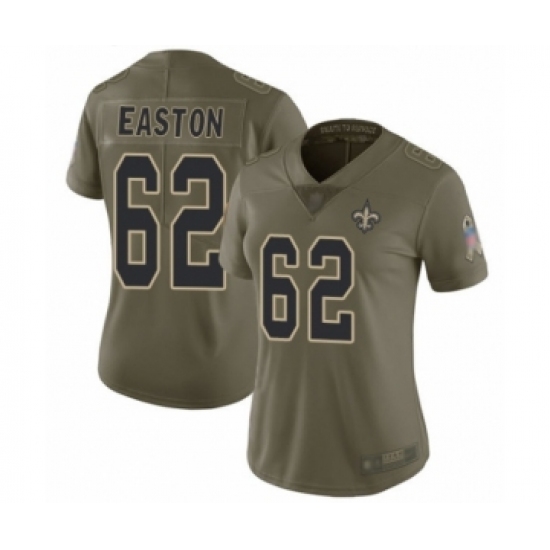 Women's New Orleans Saints 62 Nick Easton Limited Olive 2017 Salute to Service Football Jersey