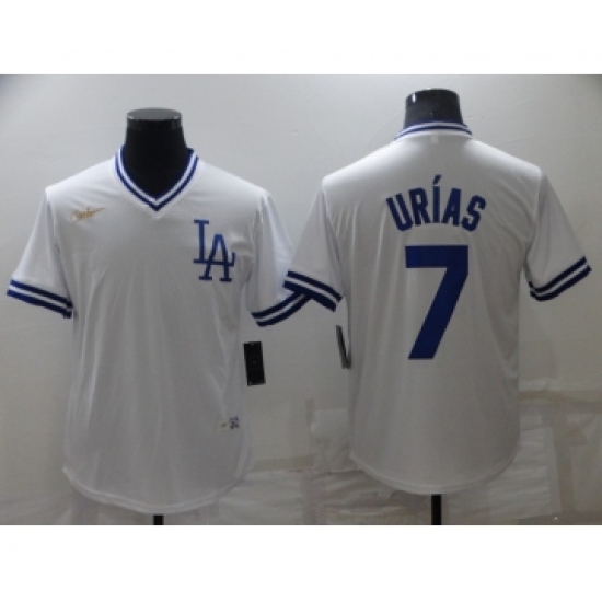 Men's Los Angeles Dodgers 7 Julio Urias White Stitched Baseball Jersey