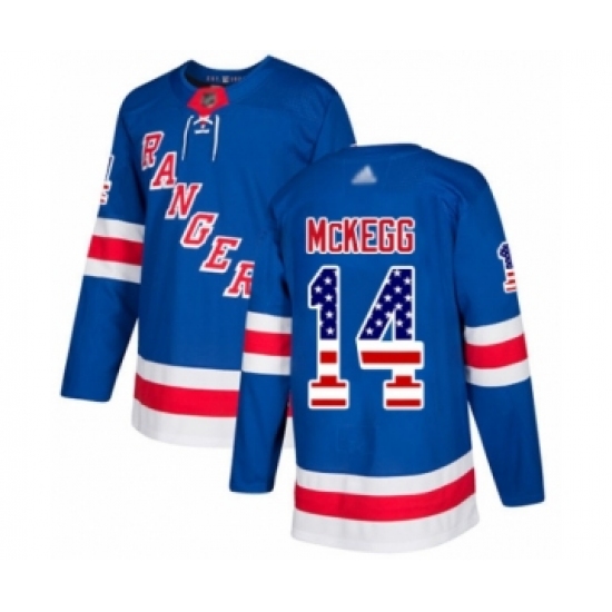 Men's New York Rangers 14 Greg McKegg Authentic Royal Blue USA Flag Fashion Hockey Jersey