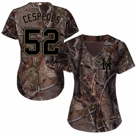 Women's Majestic New York Mets 52 Yoenis Cespedes Authentic Camo Realtree Collection Flex Base MLB Jersey