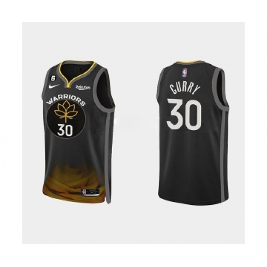 Men's Golden State Warriors 30 Stephen Curry Black 2022-23 City edition Stitched Basketball Jersey