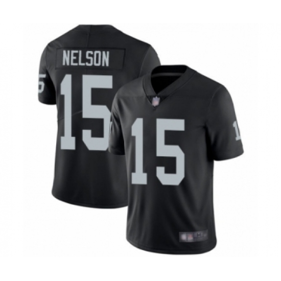 Youth Oakland Raiders 15 J. Nelson Black Team Color Vapor Untouchable Elite Player Football Jersey