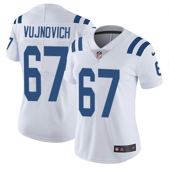 Women's Nike Indianapolis Colts 67 Jeremy Vujnovich White Vapor Untouchable Elite Player NFL Jersey