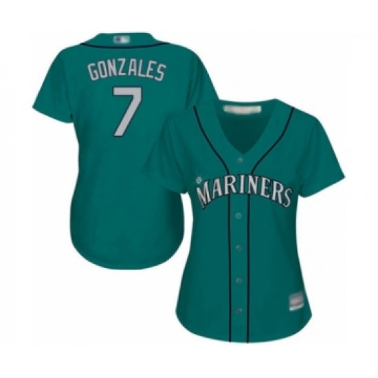 Women's Seattle Mariners 7 Marco Gonzales Authentic Teal Green Alternate Cool Base Baseball Player Jersey