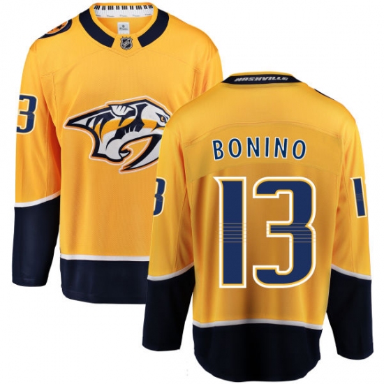 Youth Nashville Predators 13 Nick Bonino Fanatics Branded Gold Home Breakaway NHL Jersey