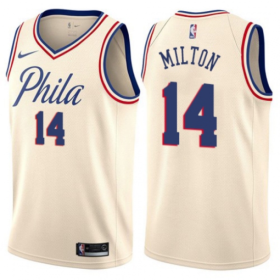 Women's Nike Philadelphia 76ers 14 Shake Milton Swingman Cream NBA Jersey - City Edition