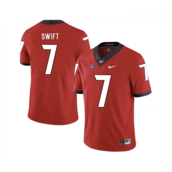 Georgia Bulldogs 7 D'Andre Swift Red Nike College Football Jersey