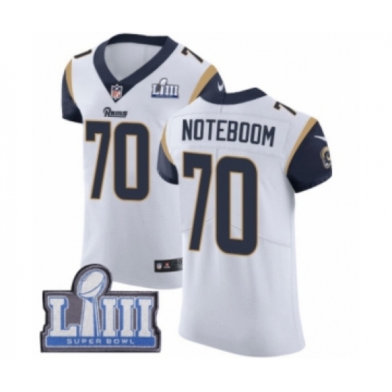 Men's Nike Los Angeles Rams 70 Joseph Noteboom White Vapor Untouchable Elite Player Super Bowl LIII Bound NFL Jersey