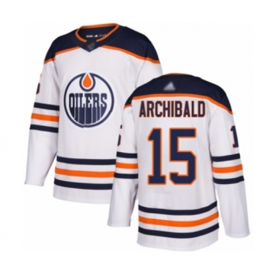 Youth Edmonton Oilers 15 Josh Archibald Authentic White Away Hockey Jersey