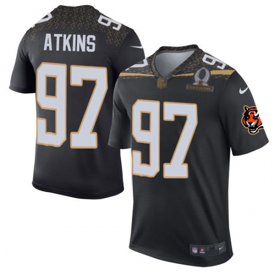 Men's Nike Cincinnati Bengals 97 Geno Atkins Elite Black Team Irvin 2016 Pro Bowl NFL Jersey