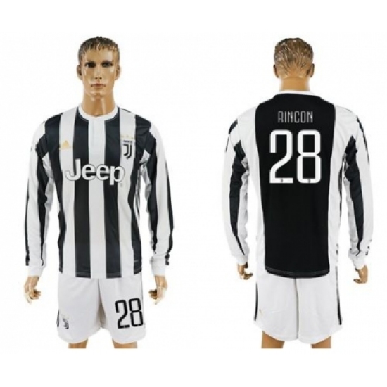 Juventus 28 Rincon Home Long Sleeves Soccer Club Jersey