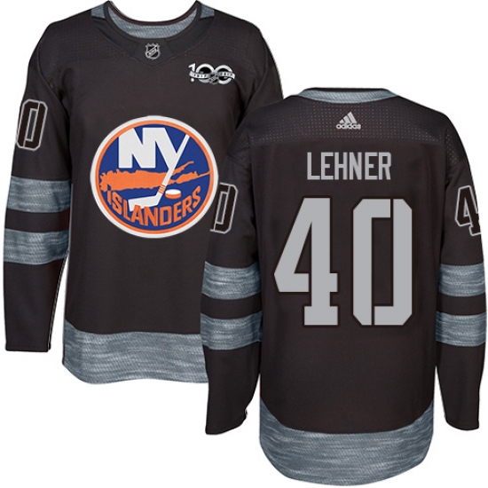 Men's Adidas New York Islanders 40 Robin Lehner Authentic Black 1917-2017 100th Anniversary NHL Jersey