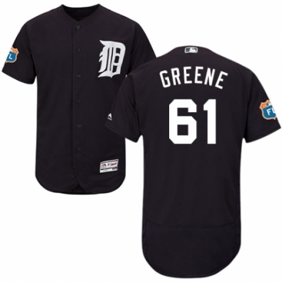 Men's Majestic Detroit Tigers 61 Shane Greene Navy Blue Alternate Flex Base Authentic Collection MLB Jersey