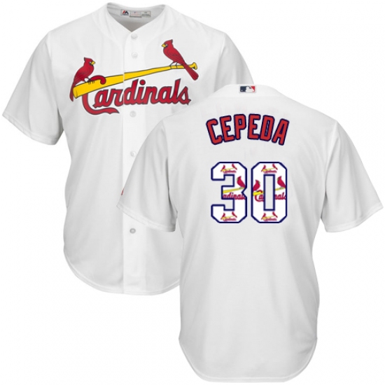Men's Majestic St. Louis Cardinals 30 Orlando Cepeda Authentic White Team Logo Fashion Cool Base MLB Jersey
